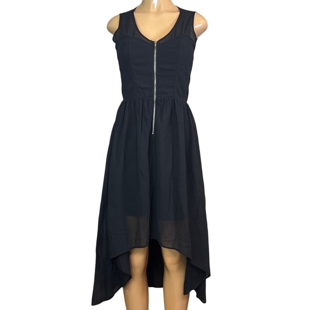 Sans Souci Black Sheer Sleeveless High Low Dress Size Medium